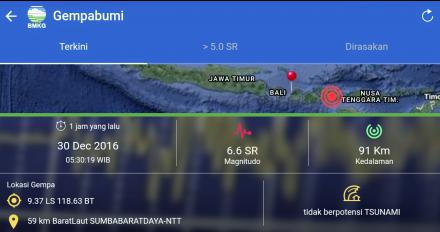 Gempa Bumi 6,6 SR Mengguncang Sampai Mataram